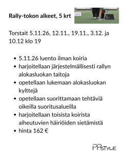 Rally-toko 5 kertaa 162 euroa